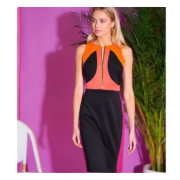 LTD BLAINE COLORBLOCK JEWEL NECK SCUBA DRESS SIZE 12 NWT - Picture 1 of 16